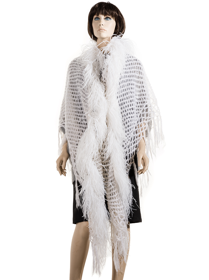 Vintage Tassel Fringe Shawl White
