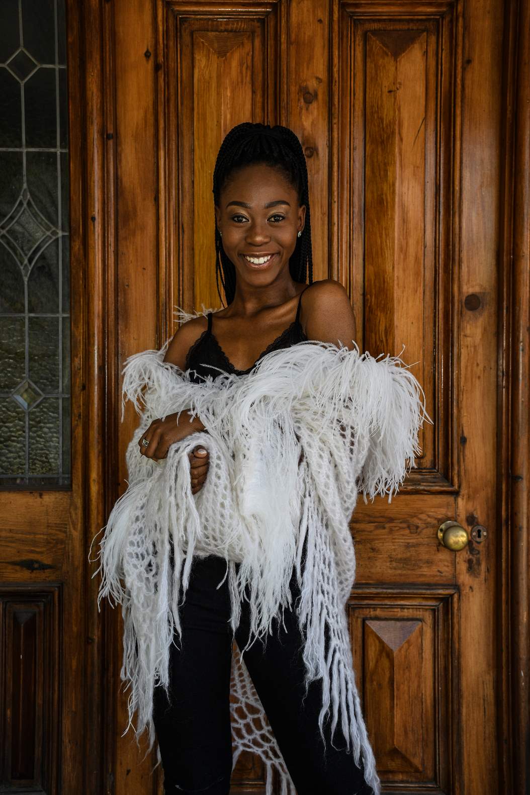 Vintage Tassel Fringe Shawl White - Image 2